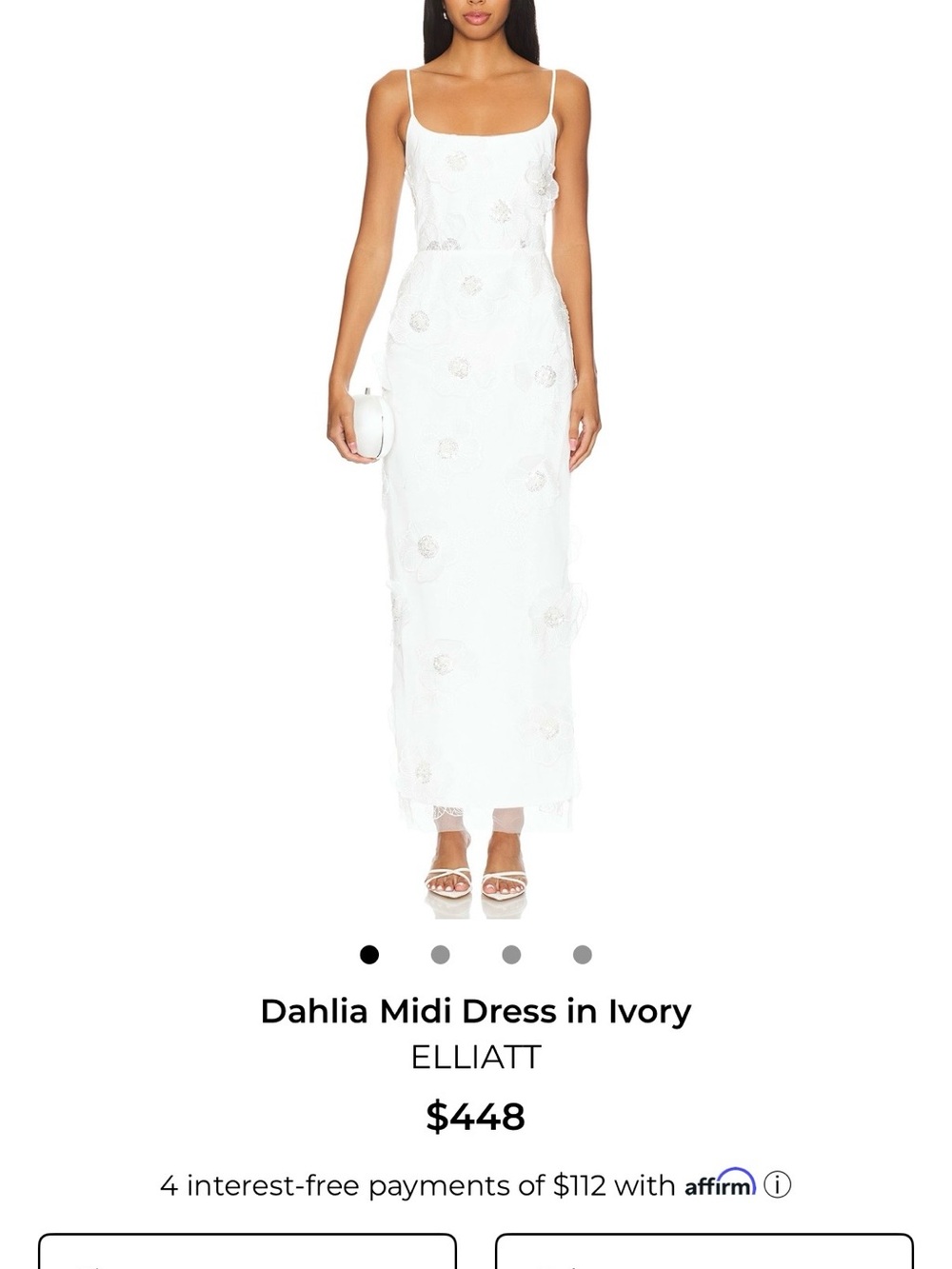 ELLIATT Ivory Dahlia Embroidered Midi Dress